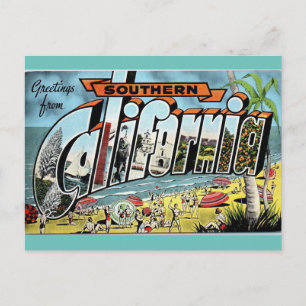 Carte Postale Salutations de voyage vintage de Californie du Sud