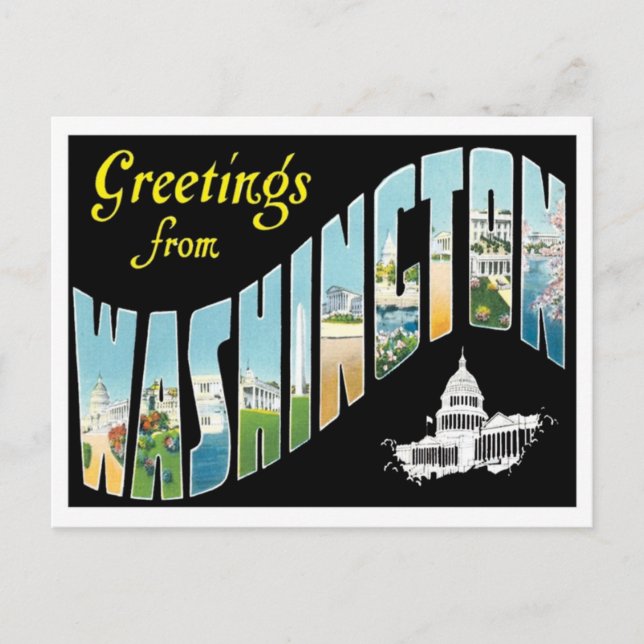 Carte Postale Salutations De Washington, D.C. Vintage (Devant)