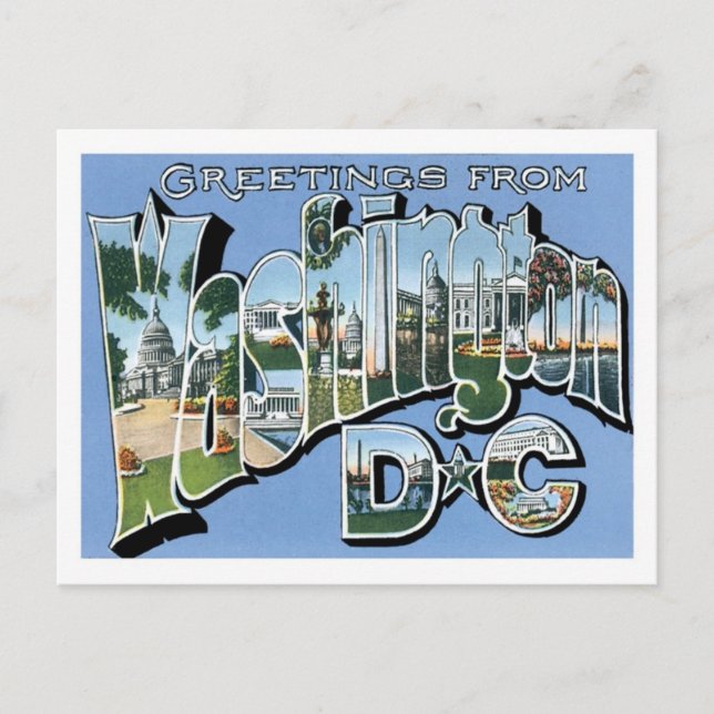Carte Postale Salutations de Washington DC Vintage (Devant)