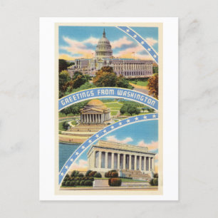 Carte Postale Salutations de Washington DC Voyage Rétro