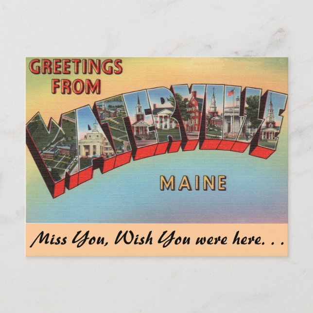 Carte Postale Salutations de Waterville (Devant)