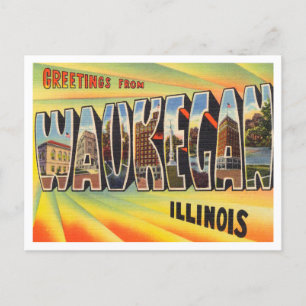 Carte Postale Salutations de Waukegan, Illinois Vintage voyage