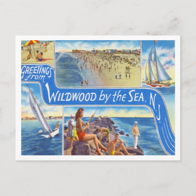 Carte Postale Salutations de Wildwood by the Sea, New Jersey (Devant)