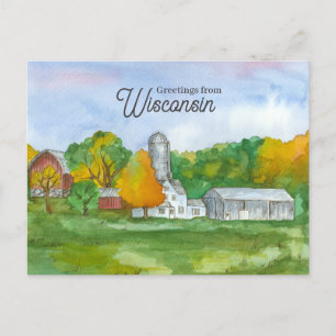 Carte Postale Salutations de Wisconsin Farm Midwest Landcape