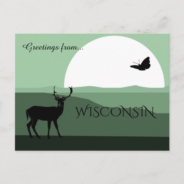 Carte Postale Salutations de Wisconsin, Tons Terre Luxuriants Ve (Devant)
