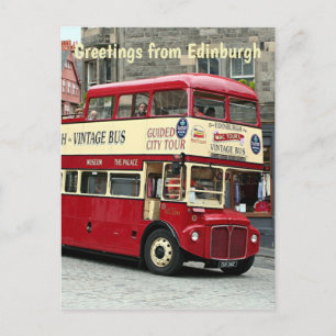 Carte Postale Salutations d'Édimbourg : Tour Bus, Écosse