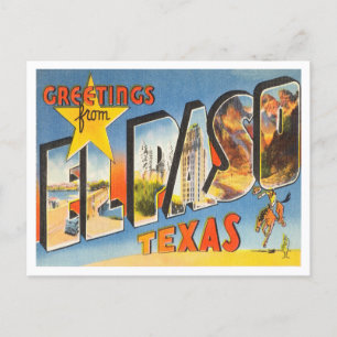 Carte Postale Salutations d'El Paso, Texas Voyage Ancien