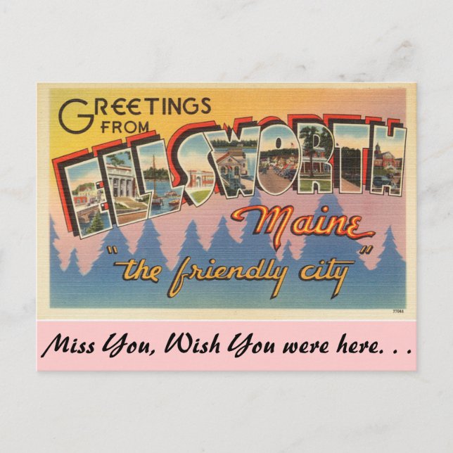 Carte Postale Salutations d'Ellsworth (Devant)