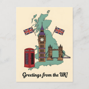 Carte Postale Salutations depuis les monuments britanniques de v
