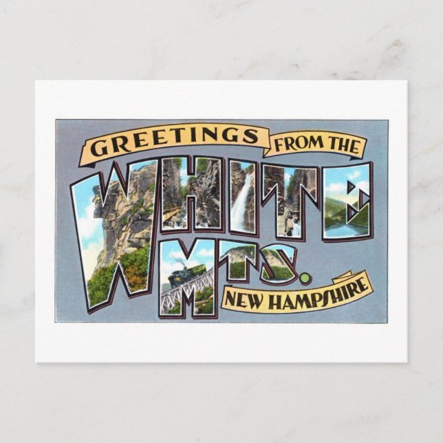 Carte Postale Salutations des Montagnes Blanches, New Hampshire (Devant)