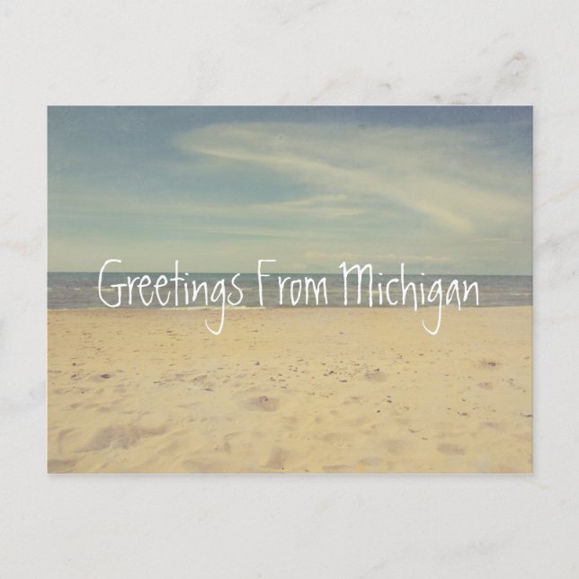 Carte Postale Salutations des plages de sable du lac Michigan (Devant)