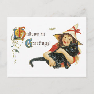Carte Postale Salutations d'Halloween vintage