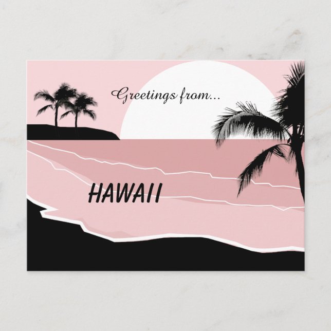 Carte Postale Salutations d'Hawaii Rose Brillant  (Devant)
