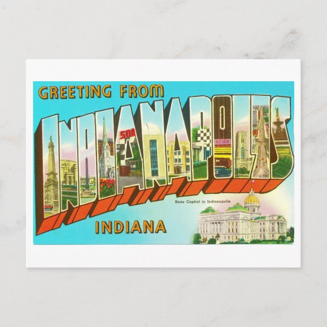 Carte Postale Salutations d'Indianapolis Grande Lettre (Devant)