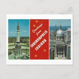 Carte Postale Salutations d'Indianapolis, Indiana Vintage