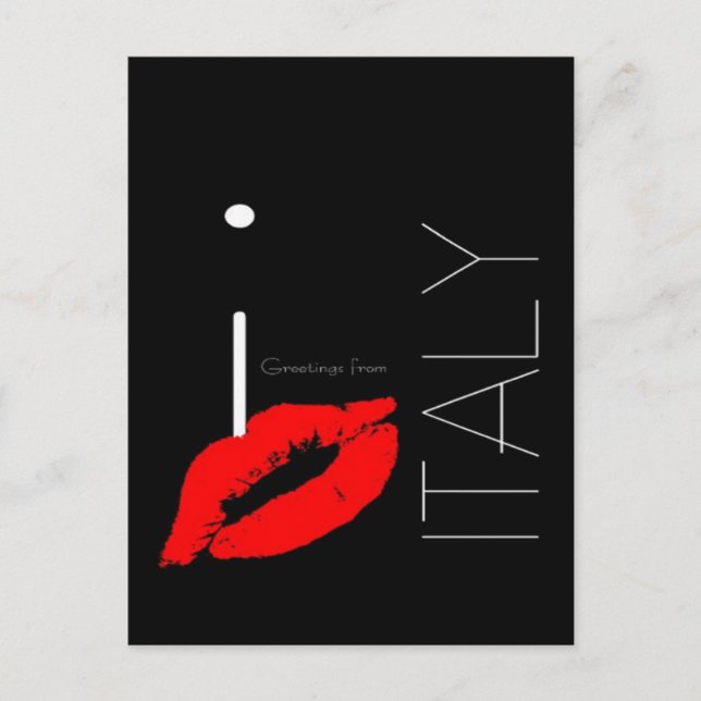 Carte Postale Salutations d'Italie Red Lipstick Love Kiss (Devant)