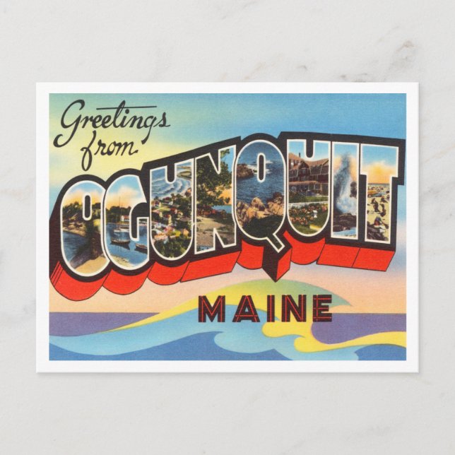 Carte Postale Salutations d'Ogunquit, Vintage voyage du Maine (Devant)