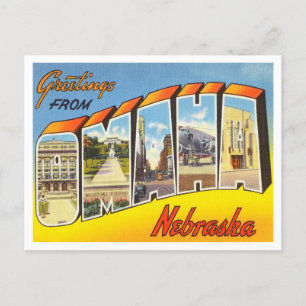 Carte Postale Salutations d'Omaha, Vintage voyage du Nebraska
