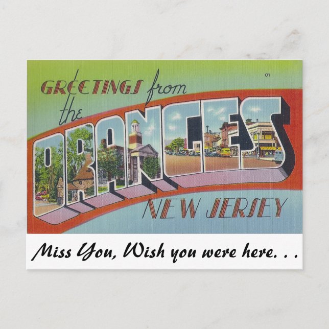Carte Postale Salutations d'Oranges, New Jersey (Devant)