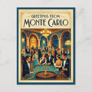 Carte Postale Salutations du casino de Monte-Carlo Vintage