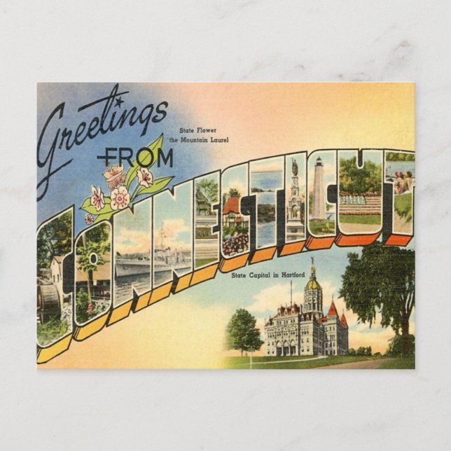 Carte Postale Salutations Du Connecticut (Devant)