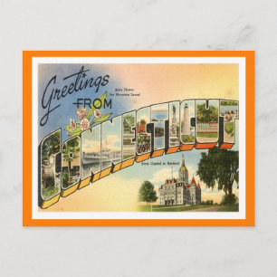 Carte Postale Salutations Du Connecticut Vintage