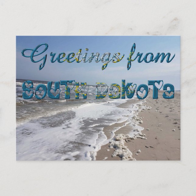 Carte Postale Salutations du Drapeau de l'Etat du Dakota du Sud, (Devant)