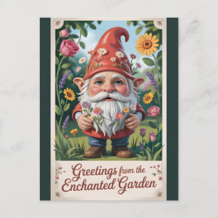 Carte Postale "Salutations du gnome du Jardin Enchanté"