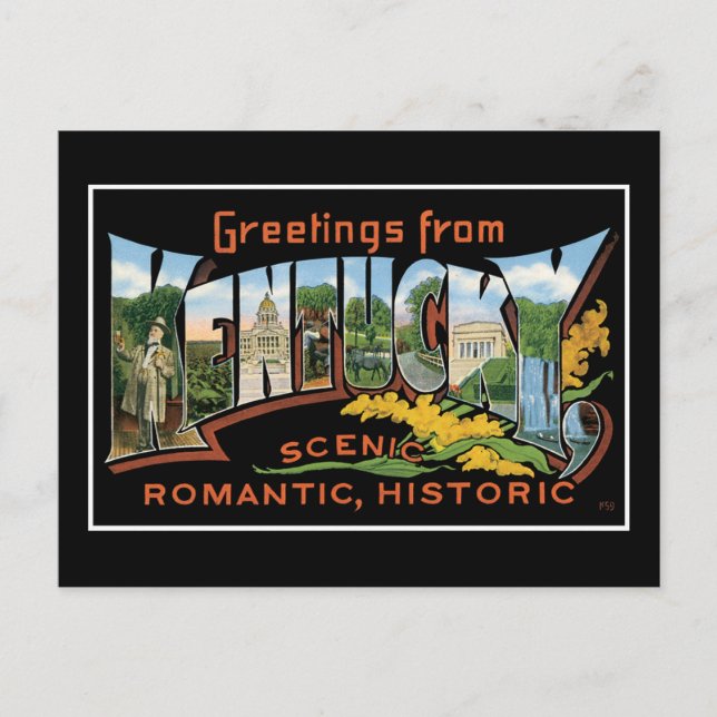 Carte Postale Salutations du Kentucky Historic Romantic Vintage (Devant)