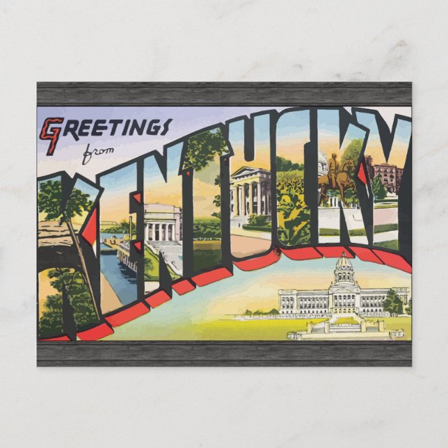 Carte Postale Salutations Du Kentucky, Vintage (Devant)