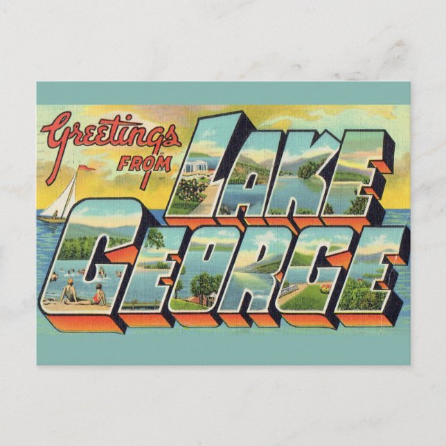 Carte Postale Salutations du lac George  (Devant)