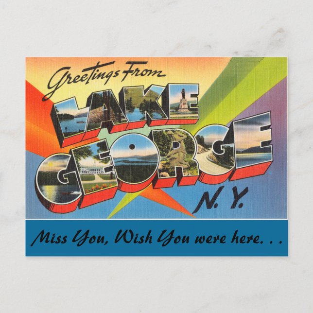 Carte Postale Salutations du lac George (Devant)