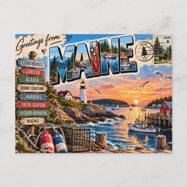 Carte Postale Salutations du Maine (Devant)
