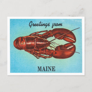 Carte Postale Salutations du Maine, Vintage voyage de homard