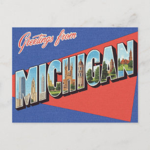 Carte Postale Salutations du Michigan Vintage