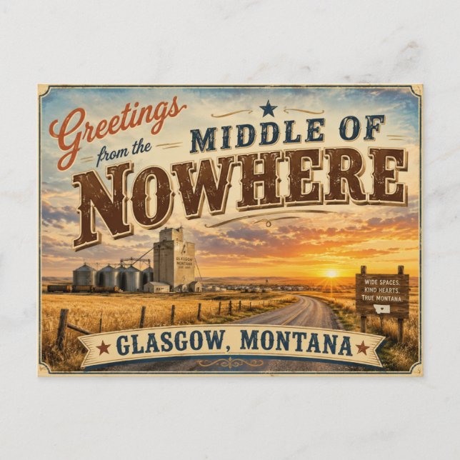 Carte Postale Salutations du milieu de nulle part Glasgow Mt. (Devant)