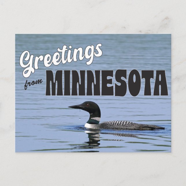 Carte Postale Salutations du Minnesota avec du Loin commun (Devant)