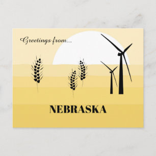 Carte Postale Salutations du Nebraska State Sunny Yellow Shades