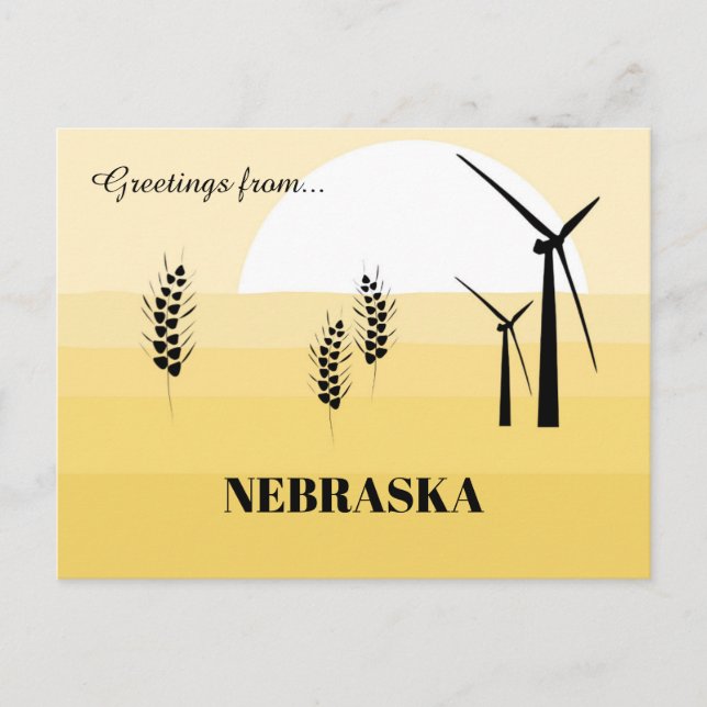 Carte Postale Salutations du Nebraska State Sunny Yellow Shades (Devant)
