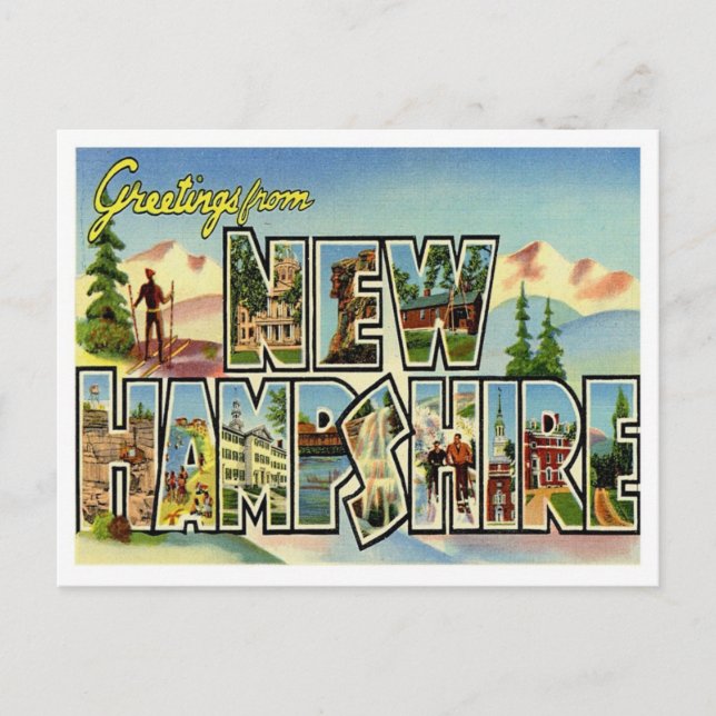Carte Postale Salutations du New Hampshire Vintage (Devant)