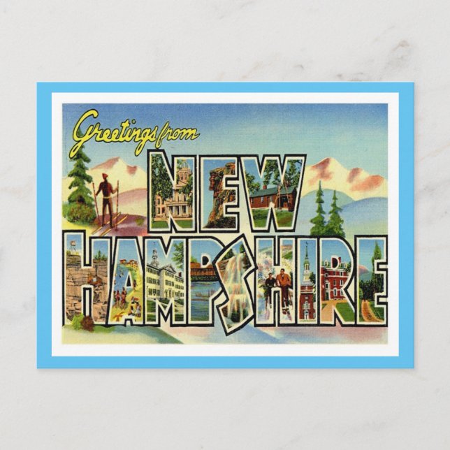 Carte Postale Salutations du New Hampshire Vintage (Devant)