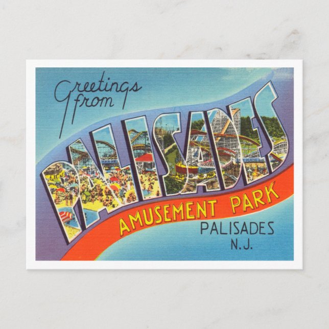 Carte Postale Salutations du parc d'attractions Palisades, Palis (Devant)