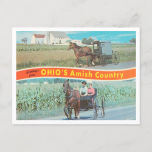 Carte Postale Salutations du pays Amish de l'Ohio, Ohio