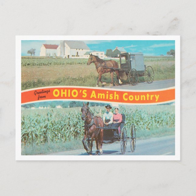 Carte Postale Salutations du pays Amish de l'Ohio, Ohio (Devant)
