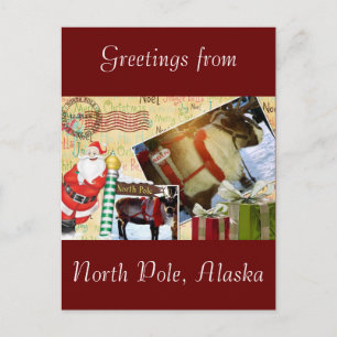 Carte Postale Salutations Du Pôle Nord, Alaska