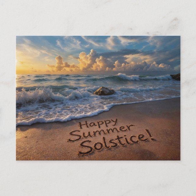 Carte Postale Salutations du solstice d'été Plage d'écriture  (Devant)