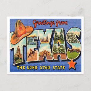 Carte Postale Salutations du Texas, The Lone Star State Travel