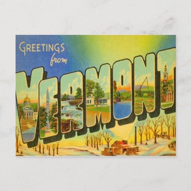 Carte Postale Salutations du Vermont USA (Devant)