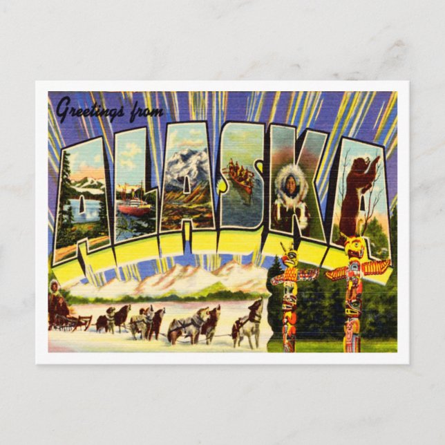 Carte Postale Salutations du Vintage voyage de l'Alaska (Devant)