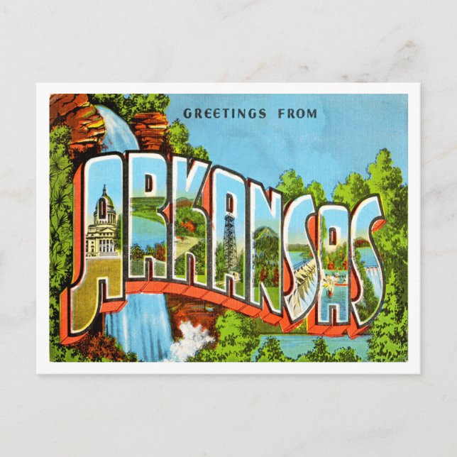 Carte Postale Salutations du Vintage voyage de l'Arkansas (Devant)